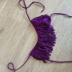 Purple Fringe Bikini Top